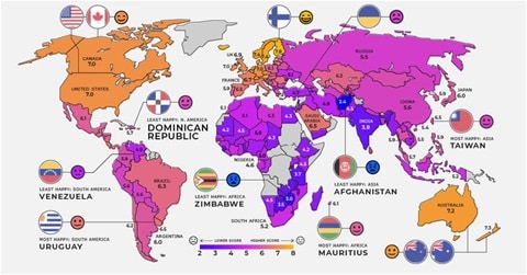 Vivi in una nazione felice? Trovala sulla mappa